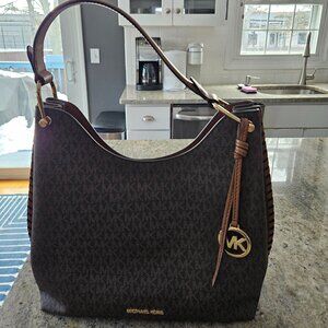 Michael Kors Nayla Medium Signature Logo Shoulder Bag (Style 3551GV9L3V) – Brown